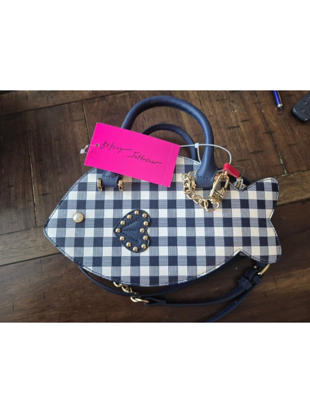 Betsey Johnson Xosea Gingham Fish Crossbody bag